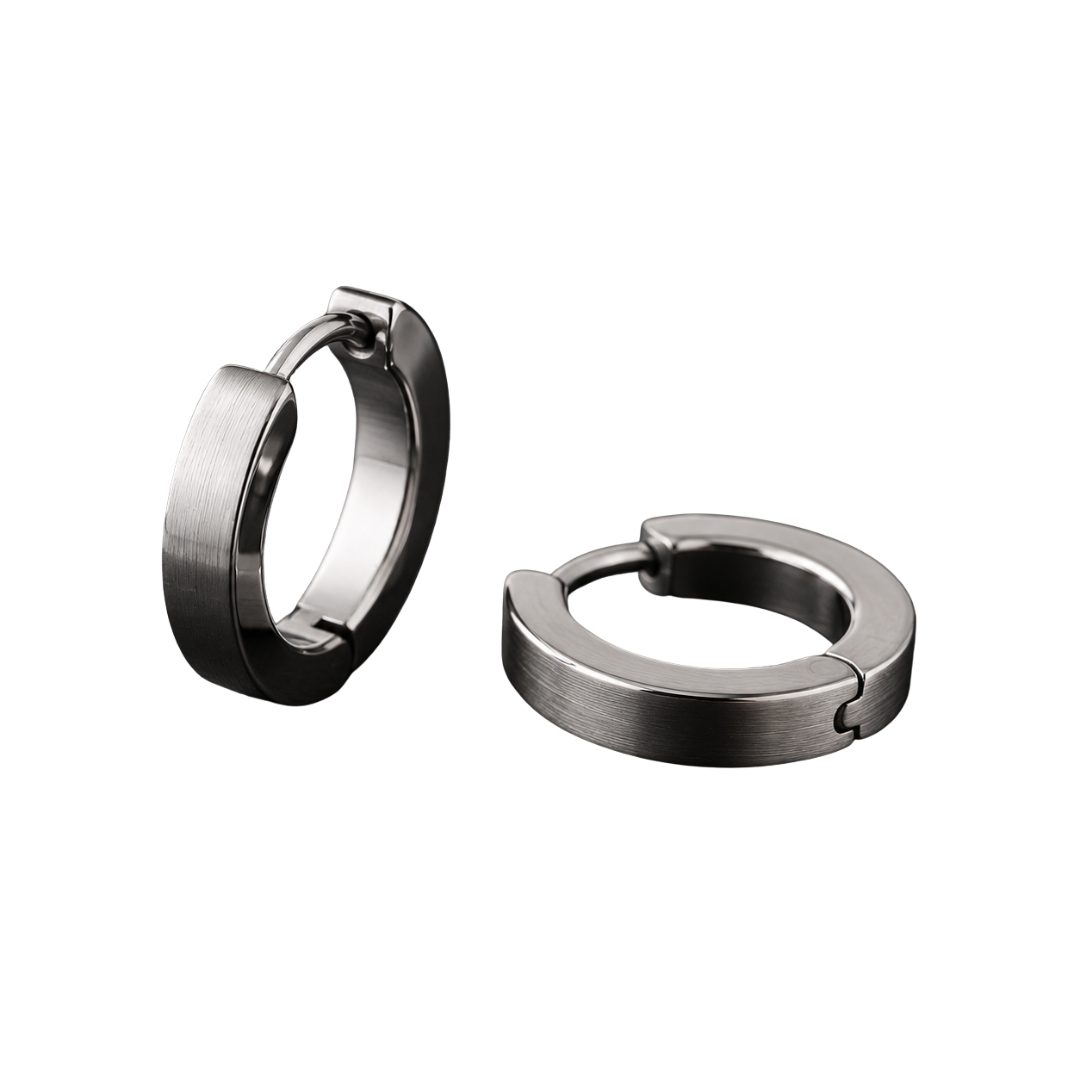 Brushed Stainless Steel Huggie Earrings | Muncavour