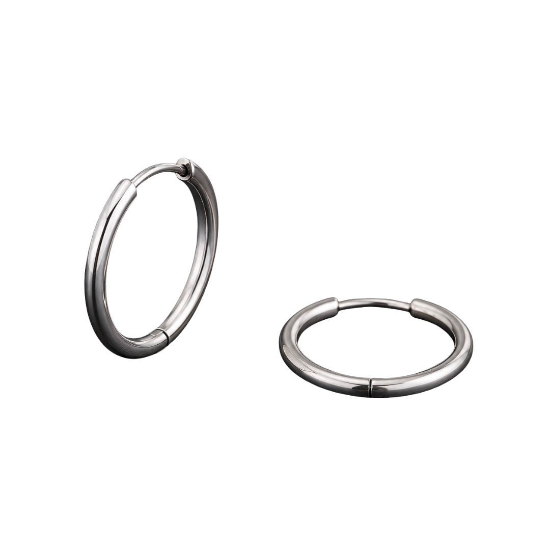 Slim Polished Stainless Steel Hoop Earrings | Muncavour