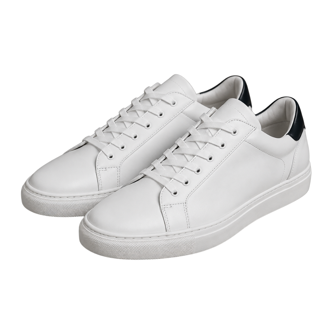 White Premium Leather Low-Top Trainers | Muncavour