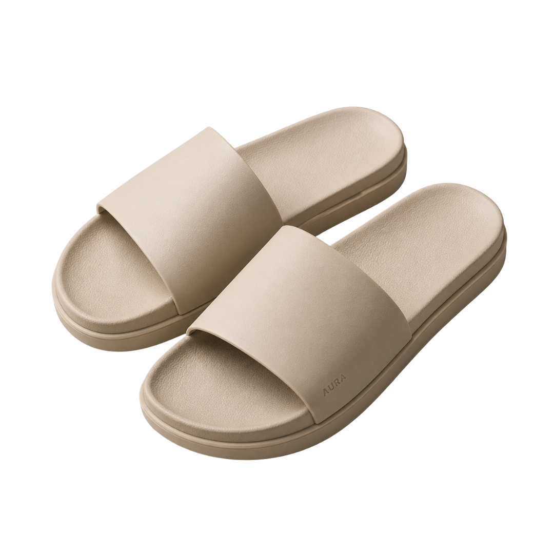 Beige Minimalist Comfort Slides | Muncavour