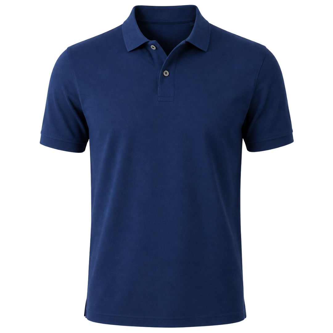 Navy Premium Cotton Piqué Polo Shirt | Muncavour