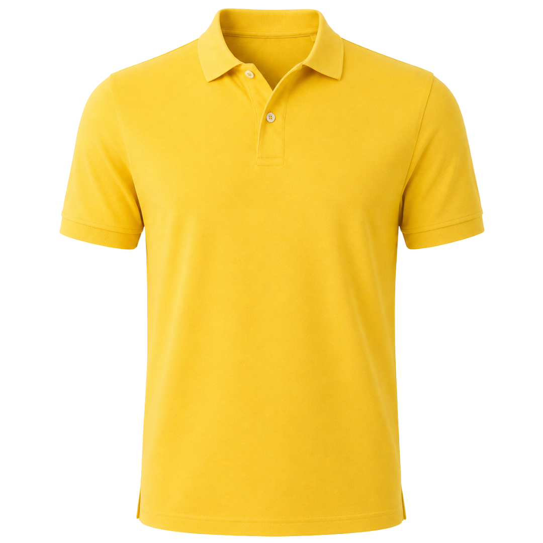 Golden Yellow Premium Cotton Piqué Polo Shirt | Muncavour